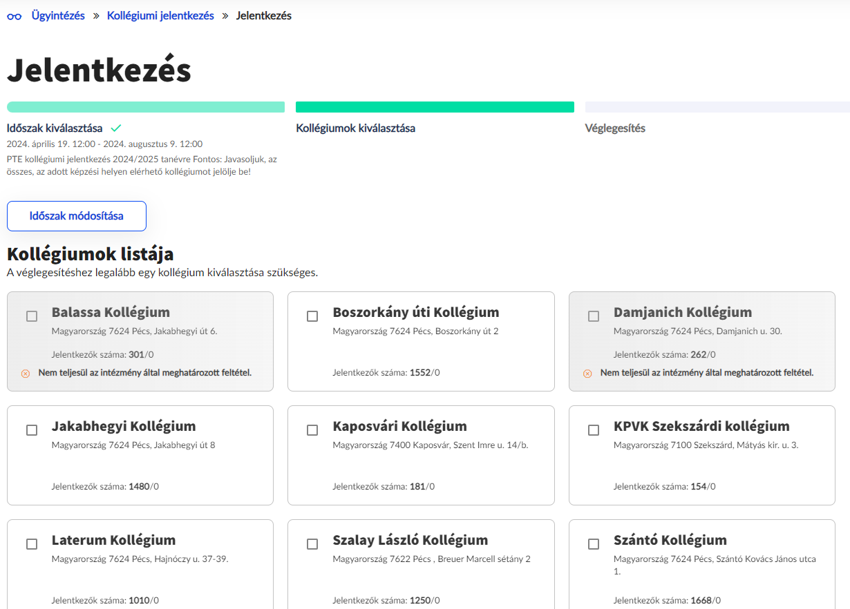 Kollégiumi jelentkezés 3
